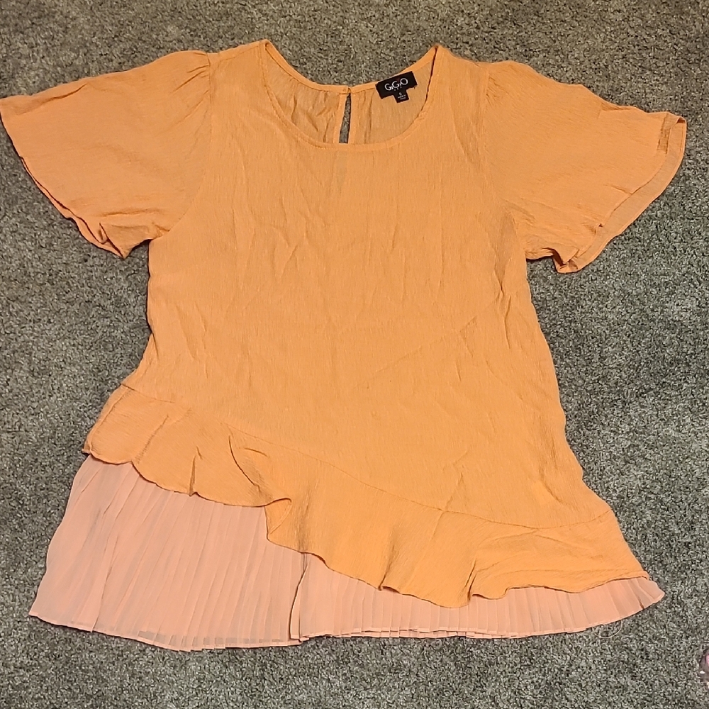 GAP Women's Orange Ruffle Sleeve Blouse